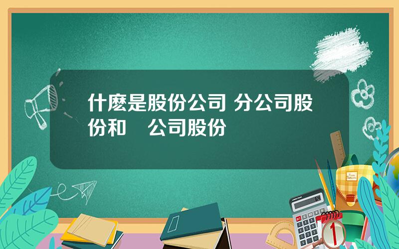什麽是股份公司 分公司股份和縂公司股份